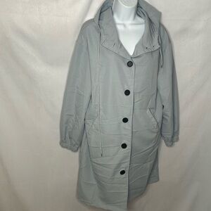 Paris Design Dusty Blue Hooded Raincoat size Large